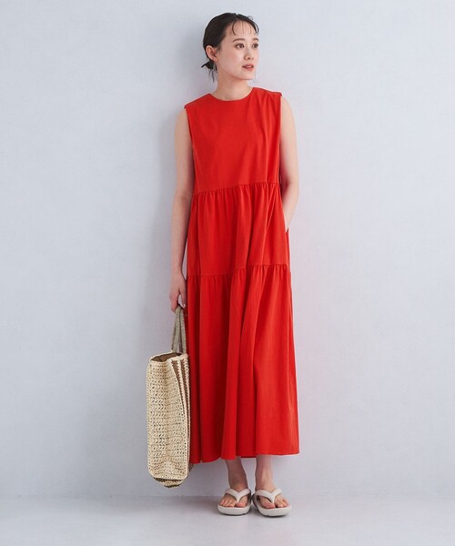 green label relaxing（グリーンレーベルリラクシング）の「［size SHORT/TALLあり］カット ティアード ワンピース -マシンウォッシャブル・吸水速乾・UVカット-（ワンピース・レディース・ブラック/ライトグレー/レッド・FREE/SHORT/TALL）」の18枚目の写真