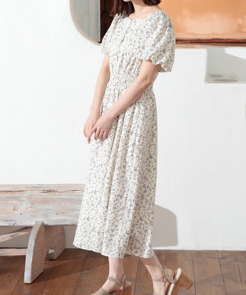 バルーン袖 プリント ワンピース シアー ミモレ丈 S-2XL 8-424 楽天市場】フラワーモチーフバルーン袖ワンピース ワンピース