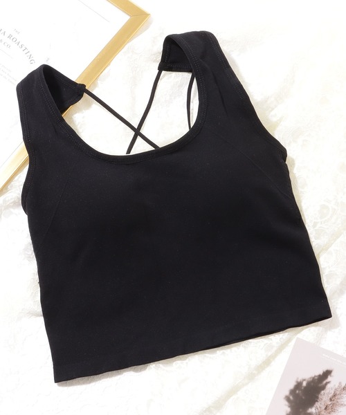 Lace Ladies(レースレディース)の「ソリッドカラー クロスバック ストラップ カップ付き タンクトップ(キャミソール・レディース・ブラック/ダークグレー/ライトグレー/ホワイト・FREE)」の8枚目の写真