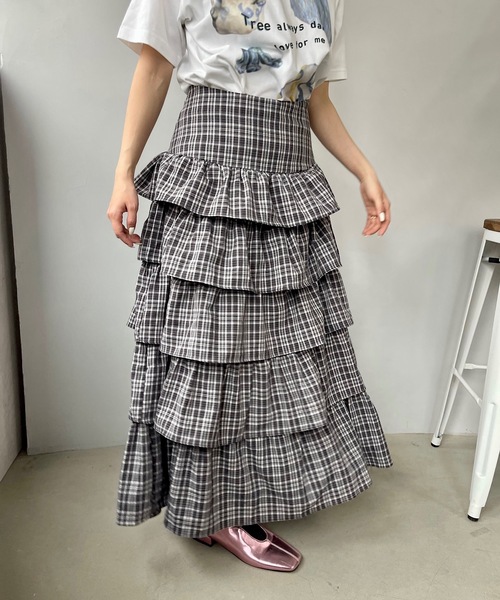 SANSeLF（サンセルフ）の「チェックフリルスカート 【SANSeLF】sanw24s016（スカート・レディース・ブラック・FREE）」の5枚目の写真