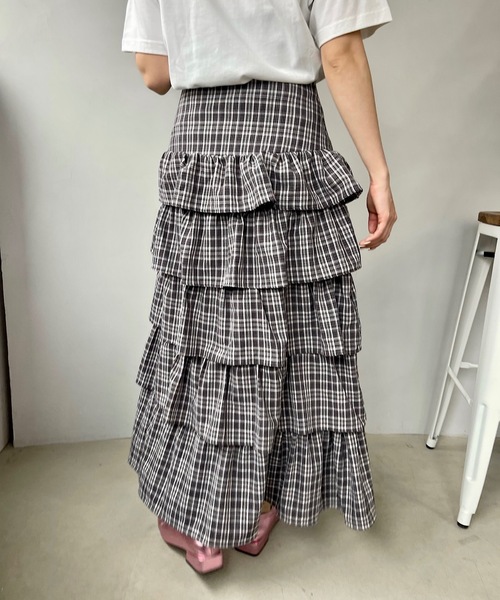 SANSeLF（サンセルフ）の「チェックフリルスカート 【SANSeLF】sanw24s016（スカート・レディース・ブラック・FREE）」の6枚目の写真