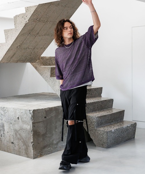 HARE(ハレ)の「オーバーメッシュニットプルオーバーSS(HARE)(ニット/セーター・メンズ・オレンジ/グレー/ブラック/パープル・MEDIUM/SMALL)」の21枚目の写真