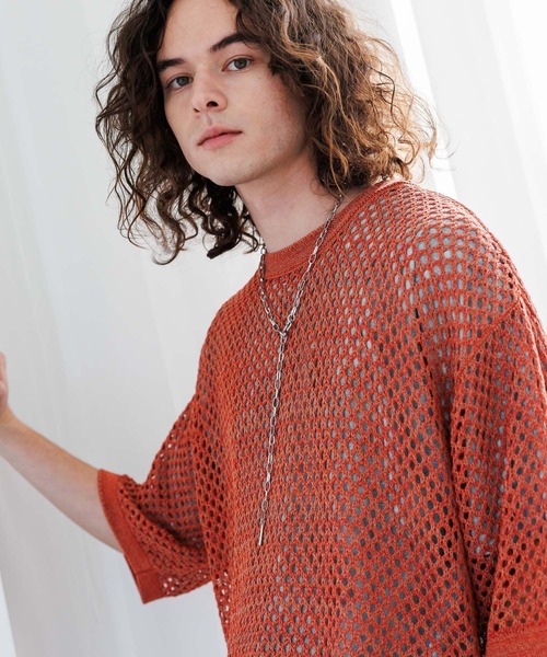 HARE(ハレ)の「オーバーメッシュニットプルオーバーSS(HARE)(ニット/セーター・メンズ・オレンジ/グレー/ブラック/パープル・MEDIUM/SMALL)」の15枚目の写真