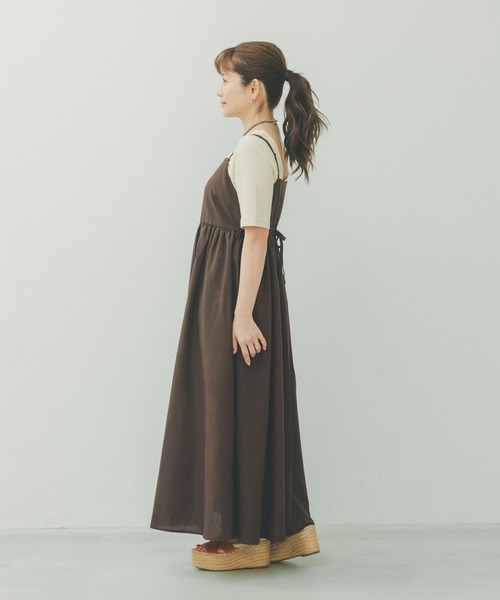 GLOBAL WORK（グローバルワーク）の「高山直子さんコラボ/リネンコンキャミワンピ/EiiS/991921（ワンピース・レディース・ブラック/ブラウン/ピンク・SMALL/X-SMALL）」の10枚目の写真