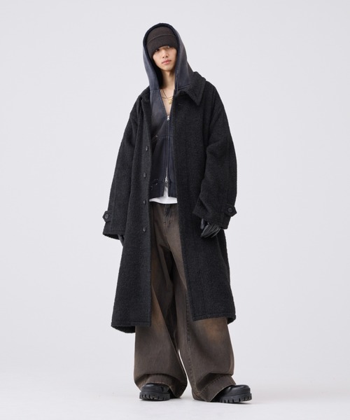 【完売品】ウールブレンドシャギーオーバーコート 黒 セール】Wool Blend Shaggy Over Coat / ウールブレンドシャギー