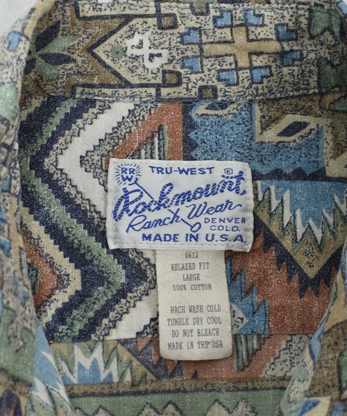 ROCKMOUNT(ロックマウント)の「【ヴィンテージ古着】80's Rockmount/ロックマウント ネイティブ柄 総柄 ウエスタンシャツ USA製(シャツ/ブラウス・メンズ・その他・LARGE)」の8枚目の写真