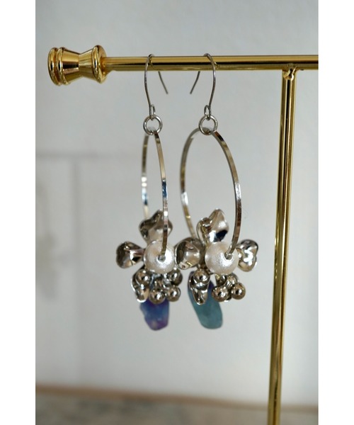 サージカルステンレスパイナップルさざれ石ピアスイヤリング