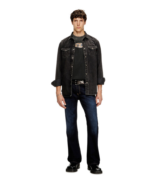 完売前に【ディーゼル】T-HOXT リラックスフィット Tシャツ Men's Denim-look T-shirt with released hems | Grey | Diesel