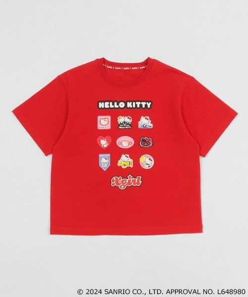 X-girl Stages(エックスガールステージス)の「【ハローキティ】グラフィック半袖Tシャツ(Tシャツ/カットソー・キッズ・オフホワイト/マルチ/レッド・90cm/100cm/110cm/120cm/130cm/140cm)」の1枚目の写真