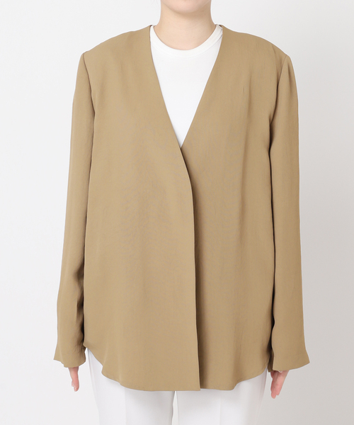 セール】ELENI/エルニ ライトクロスジャケット（ノーカラージャケット