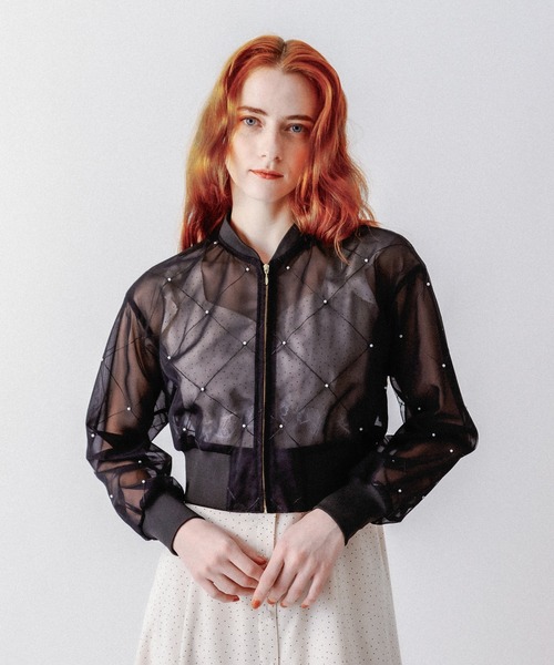 DEICY（デイシー）の「ミニパールチュールブルゾン（ブルゾン・レディース・ピンク/ブラック/アイボリー・FREE）」の8枚目の写真