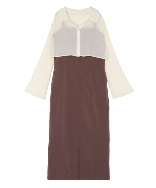 LAGUNAMOON（ラグナムーン）の「シアーシャツセットキャミワンピース（ワンピース・レディース・ブラウン/ベージュ/チャコールグレー・SMALL/MEDIUM）」の2枚目の写真