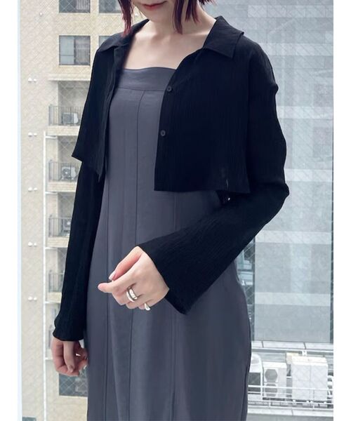 LAGUNAMOON（ラグナムーン）の「シアーシャツセットキャミワンピース（ワンピース・レディース・ブラウン/ベージュ/チャコールグレー・SMALL/MEDIUM）」の6枚目の写真