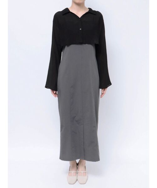 LAGUNAMOON（ラグナムーン）の「シアーシャツセットキャミワンピース（ワンピース・レディース・ブラウン/ベージュ/チャコールグレー・SMALL/MEDIUM）」の8枚目の写真