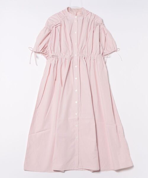 STYLEBLOCK（スタイルブロック）の「先染めストライプギャザーリボンワンピース（ワンピース・レディース・ピンク/ライトブルー/ライトベージュ・M）」の3枚目の写真