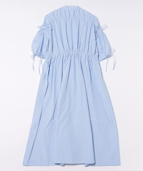 STYLEBLOCK（スタイルブロック）の「先染めストライプギャザーリボンワンピース（ワンピース・レディース・ピンク/ライトブルー/ライトベージュ・M）」の4枚目の写真