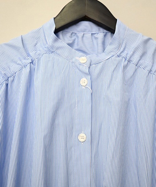 STYLEBLOCK（スタイルブロック）の「先染めストライプギャザーリボンワンピース（ワンピース・レディース・ピンク/ライトブルー/ライトベージュ・M）」の8枚目の写真