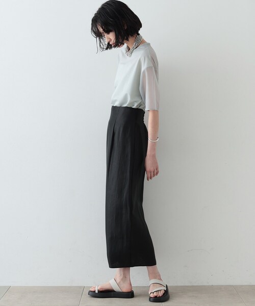 GALLEST(ギャレスト)の「◆シアーミックストップス(Tシャツ/カットソー・レディース・ホワイト/ライトグレー/ブラック・38)」の5枚目の写真