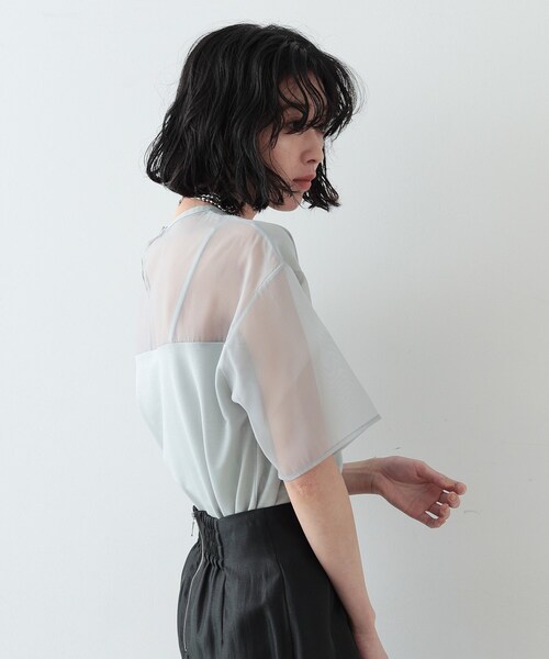 GALLEST(ギャレスト)の「◆シアーミックストップス(Tシャツ/カットソー・レディース・ホワイト/ライトグレー/ブラック・38)」の8枚目の写真