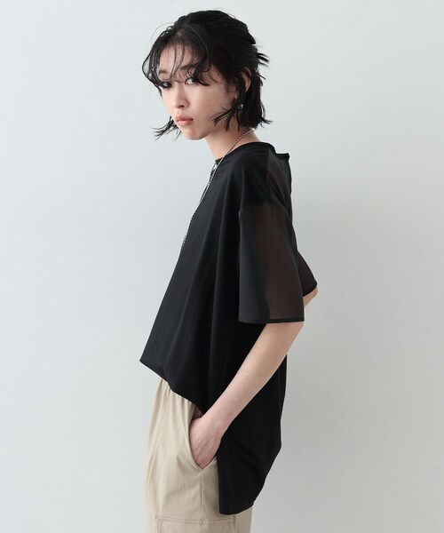 GALLEST(ギャレスト)の「◆シアーミックストップス(Tシャツ/カットソー・レディース・ホワイト/ライトグレー/ブラック・38)」の14枚目の写真