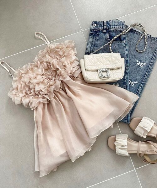 MAJESTIC LEGON(マジェスティックレゴン)の「ミルフィーユキラキラビスチェ(キャミソール・レディース・ブルー/アイボリー/ブラック/ピンク/ブラック系その他2・MEDIUM)」の5枚目の写真