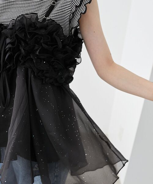 MAJESTIC LEGON(マジェスティックレゴン)の「ミルフィーユキラキラビスチェ(キャミソール・レディース・ブルー/アイボリー/ブラック/ピンク/ブラック系その他2・MEDIUM)」の2枚目の写真