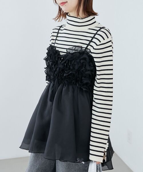 MAJESTIC LEGON(マジェスティックレゴン)の「ミルフィーユキラキラビスチェ(キャミソール・レディース・ブルー/アイボリー/ブラック/ピンク/ブラック系その他2・MEDIUM)」の19枚目の写真