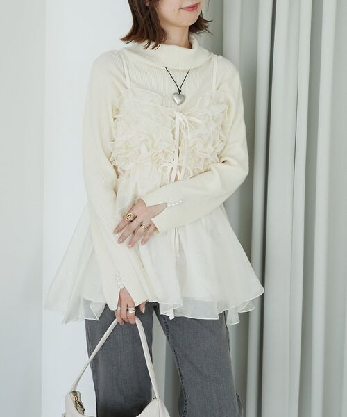 MAJESTIC LEGON(マジェスティックレゴン)の「ミルフィーユキラキラビスチェ(キャミソール・レディース・ブルー/アイボリー/ブラック/ピンク/ブラック系その他2・MEDIUM)」の22枚目の写真