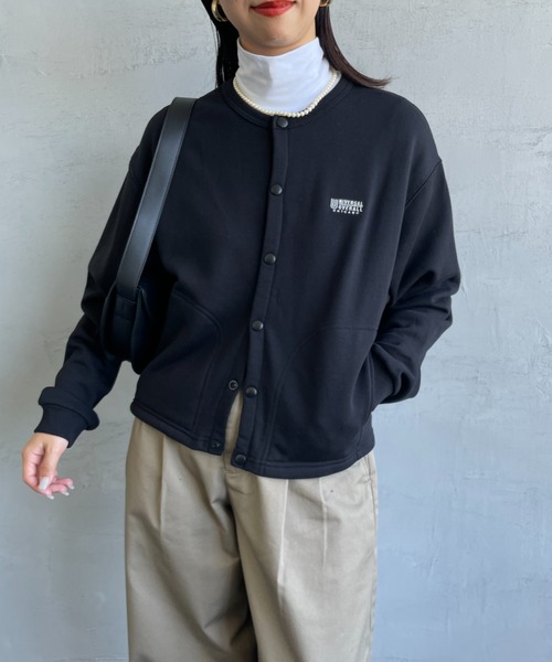 UNIVERSAL OVERALL（ユニバーサルオーバーオール）の「[UNIVERSAL OVERALL/ユニバーサルオーバーオール] 別注 ワンポイントロゴ刺繍 スウェットカーディガン（カーディガン/ボレロ・レディース・ブルー/グレー/ブラック/オレンジ・F）」の8枚目の写真