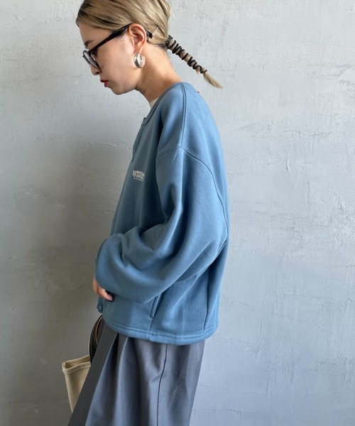 UNIVERSAL OVERALL（ユニバーサルオーバーオール）の「[UNIVERSAL OVERALL/ユニバーサルオーバーオール] 別注 ワンポイントロゴ刺繍 スウェットカーディガン（カーディガン/ボレロ・レディース・ブルー/グレー/ブラック/オレンジ・F）」の19枚目の写真