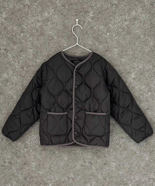セール】ノーカラーキルティングジャケット（ノーカラージャケット