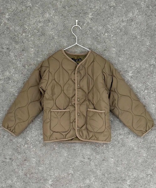 セール】ノーカラーキルティングジャケット（ノーカラージャケット