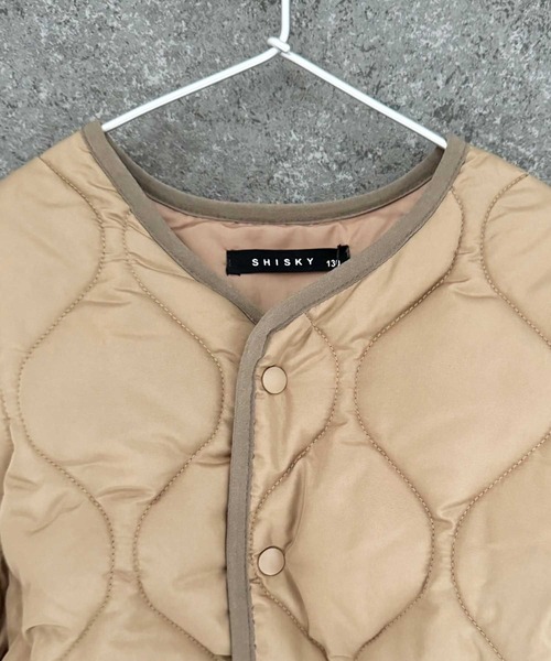 セール】ノーカラーキルティングジャケット（ノーカラージャケット