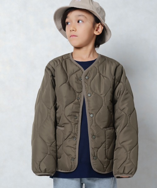 セール】ノーカラーキルティングジャケット（ノーカラージャケット
