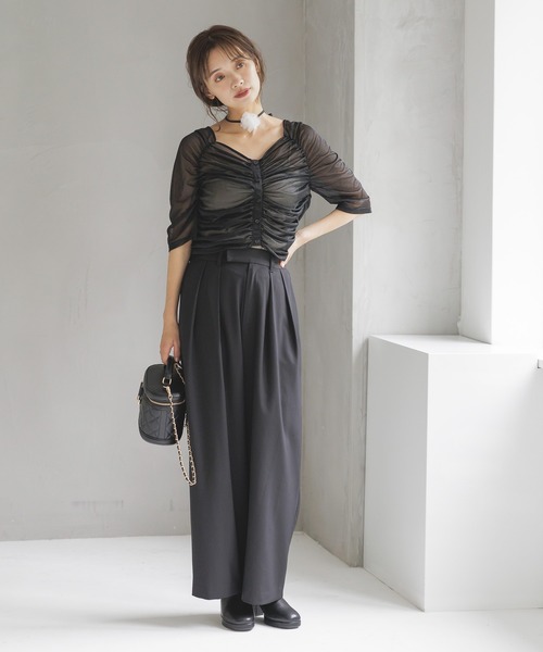 mysty woman（ミスティウーマン）の「インタックワイドパンツ