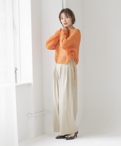 mysty woman（ミスティウーマン）の「インタックワイドパンツ 140933（その他パンツ・レディース・チャコールグレー/ブラック/ベージュ・FREE）」の6枚目の写真