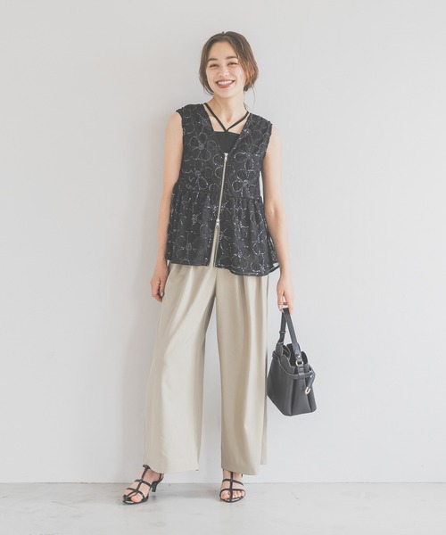 mysty woman（ミスティウーマン）の「インタックワイドパンツ 140933（その他パンツ・レディース・チャコールグレー/ブラック/ベージュ・FREE）」の18枚目の写真