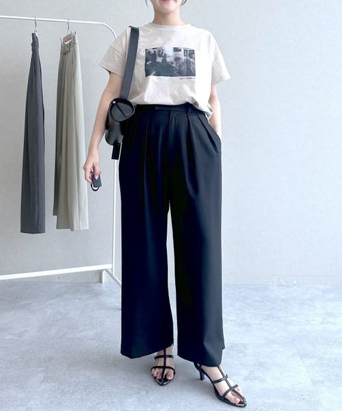 mysty woman（ミスティウーマン）の「インタックワイドパンツ 140933（その他パンツ・レディース・チャコールグレー/ブラック/ベージュ・FREE）」の17枚目の写真