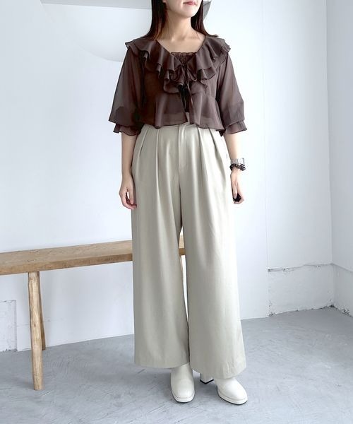 mysty woman（ミスティウーマン）の「インタックワイドパンツ 140933（その他パンツ・レディース・チャコールグレー/ブラック/ベージュ・FREE）」の21枚目の写真