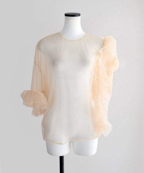 Marient（マリエント）の「チュールフリルアシメBL（シャツ/ブラウス・レディース・グレー/ベージュ/ブラック・FREE）」の8枚目の写真