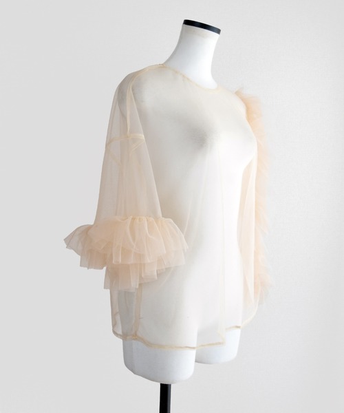 Marient（マリエント）の「チュールフリルアシメBL（シャツ/ブラウス・レディース・グレー/ベージュ/ブラック・FREE）」の7枚目の写真