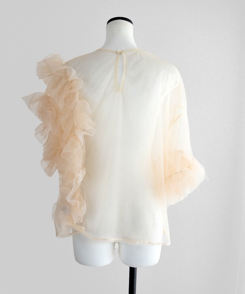 Marient（マリエント）の「チュールフリルアシメBL（シャツ/ブラウス・レディース・グレー/ベージュ/ブラック・FREE）」の6枚目の写真