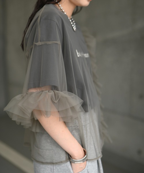 Marient（マリエント）の「チュールフリルアシメBL（シャツ/ブラウス・レディース・グレー/ベージュ/ブラック・FREE）」の22枚目の写真