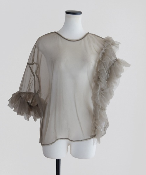 Marient（マリエント）の「チュールフリルアシメBL（シャツ/ブラウス・レディース・グレー/ベージュ/ブラック・FREE）」の17枚目の写真