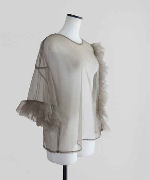 Marient（マリエント）の「チュールフリルアシメBL（シャツ/ブラウス・レディース・グレー/ベージュ/ブラック・FREE）」の16枚目の写真