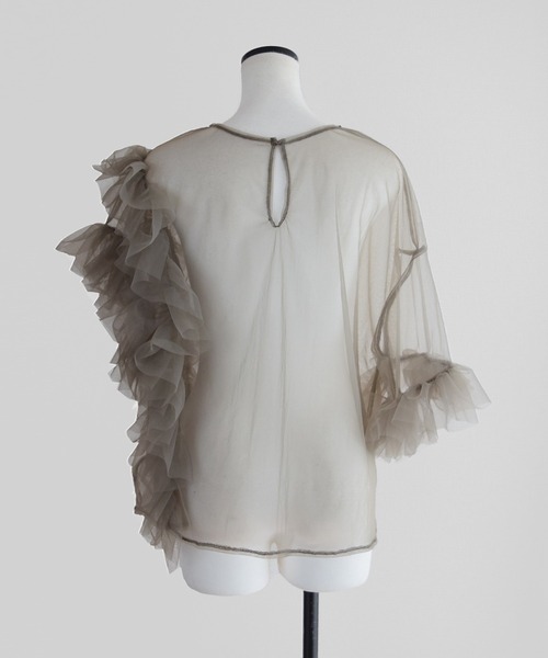 Marient（マリエント）の「チュールフリルアシメBL（シャツ/ブラウス・レディース・グレー/ベージュ/ブラック・FREE）」の14枚目の写真