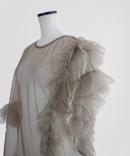 Marient（マリエント）の「チュールフリルアシメBL（シャツ/ブラウス・レディース・グレー/ベージュ/ブラック・FREE）」の12枚目の写真