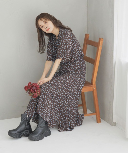 mysty woman(ミスティウーマン)の「レトロフラワーブラウス 140918(シャツ/ブラウス・レディース・ブラウン/オフホワイト/ブラック・FREE)」の5枚目の写真