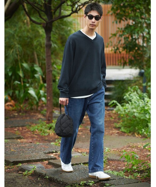 green label relaxing(グリーンレーベルリラクシング)の「パイプドステム デニム スラックス パンツ(デニムパンツ・メンズ・ネイビー/グレー/ホワイト・L/M/S/XL)」の4枚目の写真