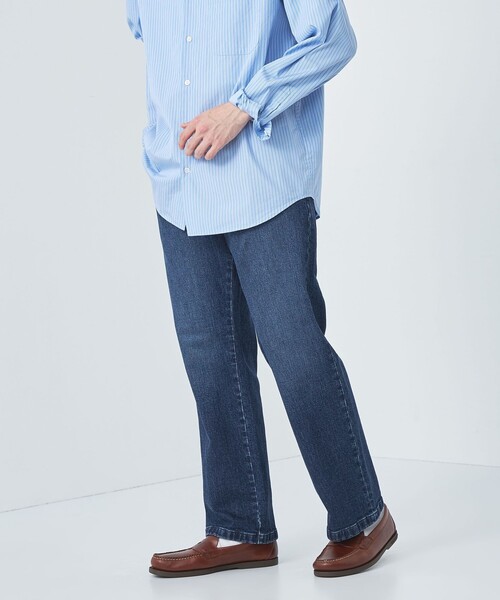 green label relaxing(グリーンレーベルリラクシング)の「パイプドステム デニム スラックス パンツ(デニムパンツ・メンズ・ネイビー/グレー/ホワイト・L/M/S/XL)」の5枚目の写真